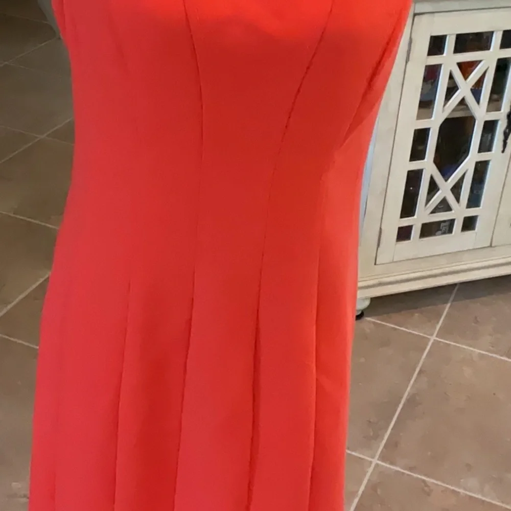Tory Burch orange back zip shift dress, sleeveless, gold hardware, size 10